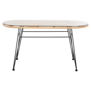 Garden table Allegra with rattan in beige-black metal 100x45x51.5hcm Hm5695.11