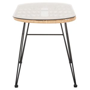 Garden table Allegra with rattan in beige-black metal 100x45x51.5hcm Hm5695.11