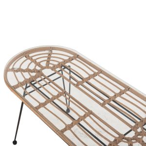 Garden table Allegra with rattan in beige-black metal 100x45x51.5hcm Hm5695.11