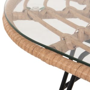 Garden table Allegra with rattan in beige-black metal 100x45x51.5hcm Hm5695.11