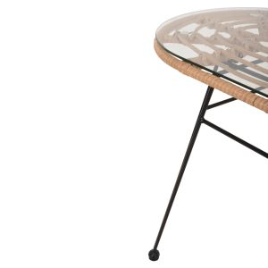 Garden table Allegra with rattan in beige-black metal 100x45x51.5hcm Hm5695.11