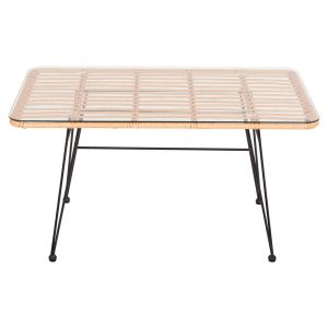 Garden table Allegra black metal-with rattan in beige 95x55x51.5hcm Hm6076