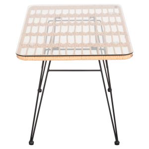 Garden table Allegra black metal-with rattan in beige 95x55x51.5hcm Hm6076
