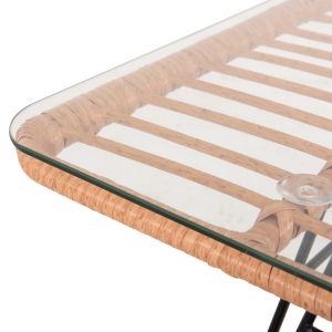 Garden table Allegra black metal-with rattan in beige 95x55x51.5hcm Hm6076