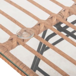 Garden table Allegra black metal-with rattan in beige 95x55x51.5hcm Hm6076