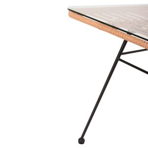 Garden table Allegra black metal-with rattan in beige 95x55x51.5hcm Hm6076