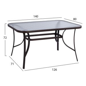 Bruno metal garden table with glass top 140χ80χ72 Hm5106,02