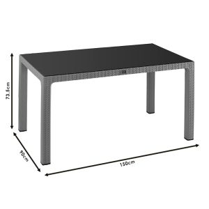 Garden table Explore made of PP with UV protection, brown color 150x90x73.5cm