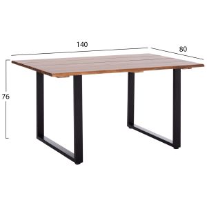 Garden table Friggo Hm6296.02 tropical acacia solid wood, 2.6 cm thick wood - metal legs 140x80x76h cm