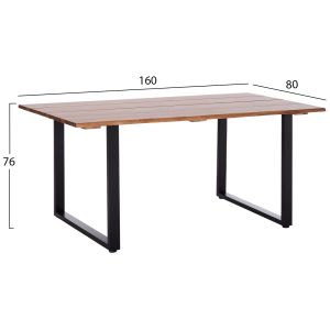 Garden table Friggo Hm6297.02 tropical acacia solid wood 2.6 cm thick - metal legs 160x80x76h cm