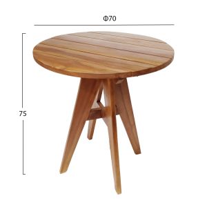 Garden table Leo solid teak wood D80x75hcm Hm9917