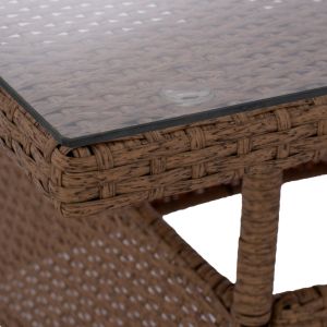 Garden table Military Rattan with glass top Hm5141,32 120x70x75