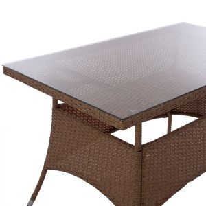 Garden table Military Rattan with glass top Hm5141,32 120x70x75
