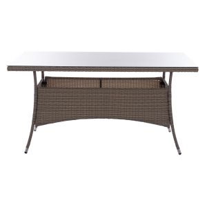 Garden table Minsk Rattan with glass top Hm5507,01 150x90x75