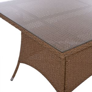 Garden table Minsk Rattan with glass top Hm5507,02 150x90x75