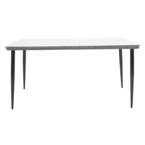 Garden table Naoki black metal with gray glass top 160x90x78cm