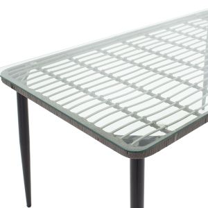 Garden table Naoki black metal with gray glass top 160x90x78cm