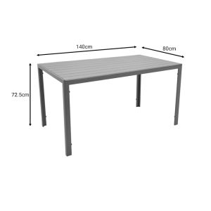 Garden table Nares with aluminum frame and polywood top 140x80x72.5cm