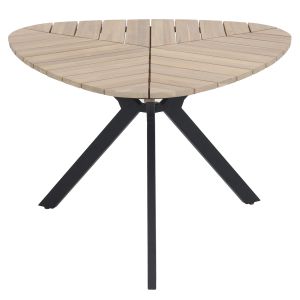 Garden table Traden Hm6242 made of acacia wood in the shape of a leaf - metal legs Φ120x73hcm.