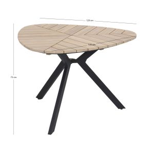 Garden table Traden Hm6242 made of acacia wood in the shape of a leaf - metal legs Φ120x73hcm.