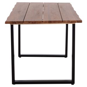 Garden dining table Friggo Hm6375.02 tropical acacia solid wood 2.6 cm thick - metal legs 160x80x76hcm