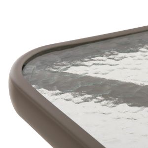 Square garden table Figo Hm5036.04 champagne metal-glass top 70χ70χ72.5hcm