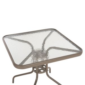 Square garden table Figo Hm5036.04 champagne metal-glass top 70χ70χ72.5hcm