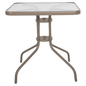 Square garden table Figo Hm5036.04 champagne metal-glass top 70χ70χ72.5hcm