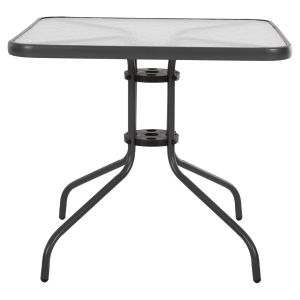 Square garden table Figo Hm5972.01 gray metal-glass top 80χ80χ71hcm