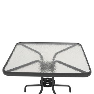 Square garden table Figo Hm5972.01 gray metal-glass top 80χ80χ71hcm
