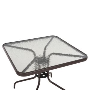 Square garden table Figo Hm5972.02 brown metal-glass top 80χ80χ71hcm