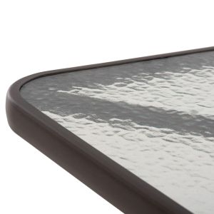 Square garden table Figo Hm5972.02 brown metal-glass top 80χ80χ71hcm