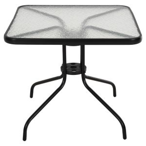 Square garden table Figo Hm5972.03 black metal-glass top 80χ80χ71hcm