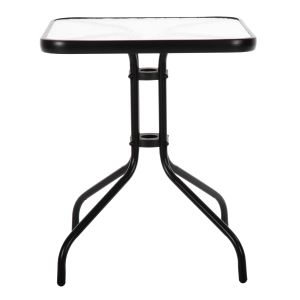 Square garden table Figo black metal, glass top 60x60x70cm Hm5035,03