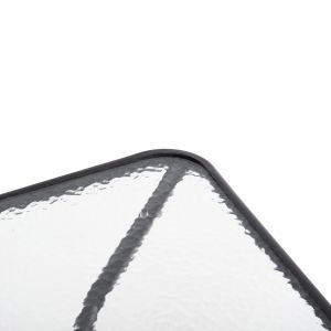 Square garden table Figo black metal, glass top 70x70x70cm Hm5036,03