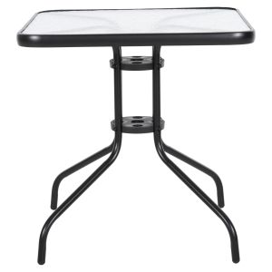 Square garden table Figo black metal, glass top 70x70x70cm Hm5036,03