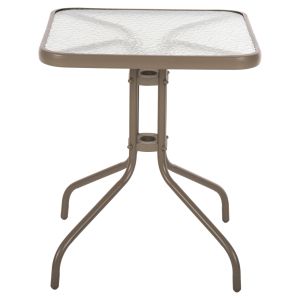 Garden table square Figo champagne metal, glass top 60x60x70cm Hm5035,04