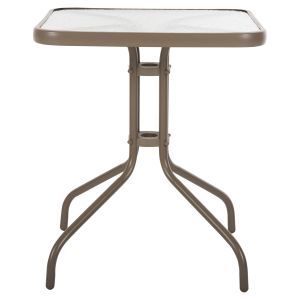 Garden table square Figo champagne metal, glass top 60x60x70cm Hm5035,04