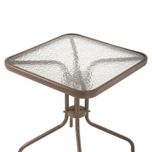 Garden table square Figo champagne metal, glass top 60x60x70cm Hm5035,04