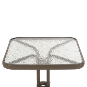 Garden table square Figo champagne metal, glass top 60x60x70cm Hm5035,04