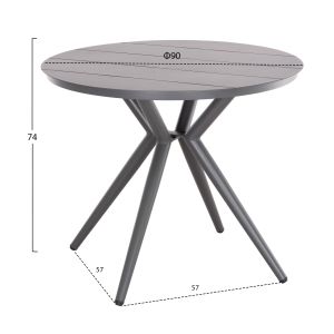 Round garden table Higer Hm6289.01 gray aluminum Φ90χ74hcm.