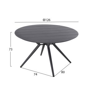 Garden table round Higer anthracite aluminum D126x73cm Hm6061,03