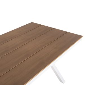 Garden table with aluminum frame and polywood top Tawnee Hm6037.02 color white/natural 150x89.5x73hcm