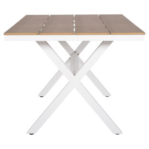 Garden table with aluminum frame and polywood top Tawnee Hm6037.02 color white/natural 150x89.5x73hcm
