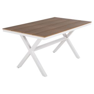 Garden table with aluminum frame and polywood top Tawnee Hm6037.02 color white/natural 150x89.5x73hcm