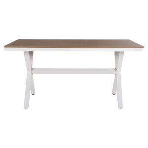Garden table with aluminum frame and polywood top Tawnee Hm6037.02 color white/natural 150x89.5x73hcm