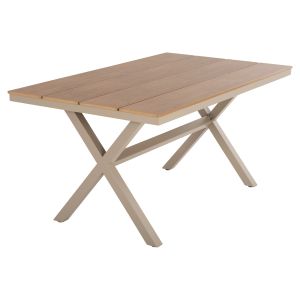 Garden table with aluminum frame and polywood top Tawnee Hm6037.04 champagne/natural color 150x89.5x73h