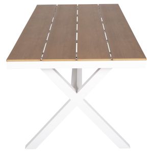 Garden table with aluminum frame and polywood top Tawnee Hm6039.02 color white/natural 219.5x89.5x73hcm