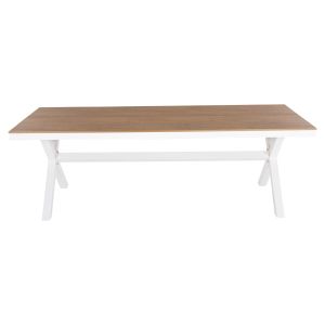 Garden table with aluminum frame and polywood top Tawnee Hm6039.02 color white/natural 219.5x89.5x73hcm
