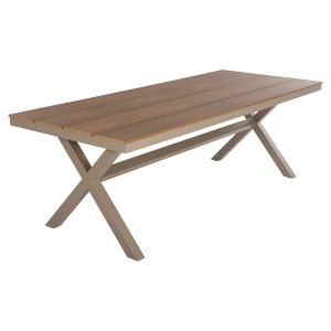Garden table with aluminum frame and polywood top Tawnee Hm6039.04 champagne/natural color 219.5x89.5x73hcm